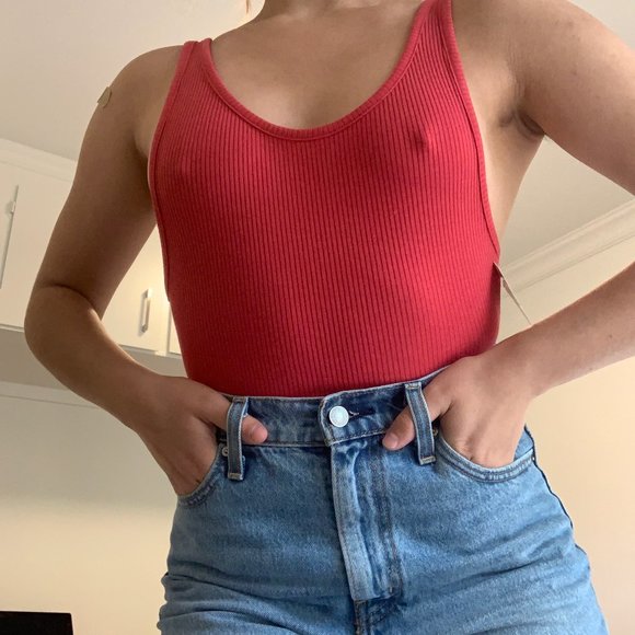 Urban Outfitters Red Ribbed Bodysuit - Picture 1 of 3